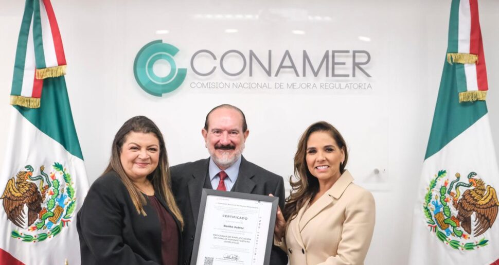 recibe Mara Lezama certificado SIMPLIFICA por su trabajo realizado al frente del municipio de Benito Juárez.